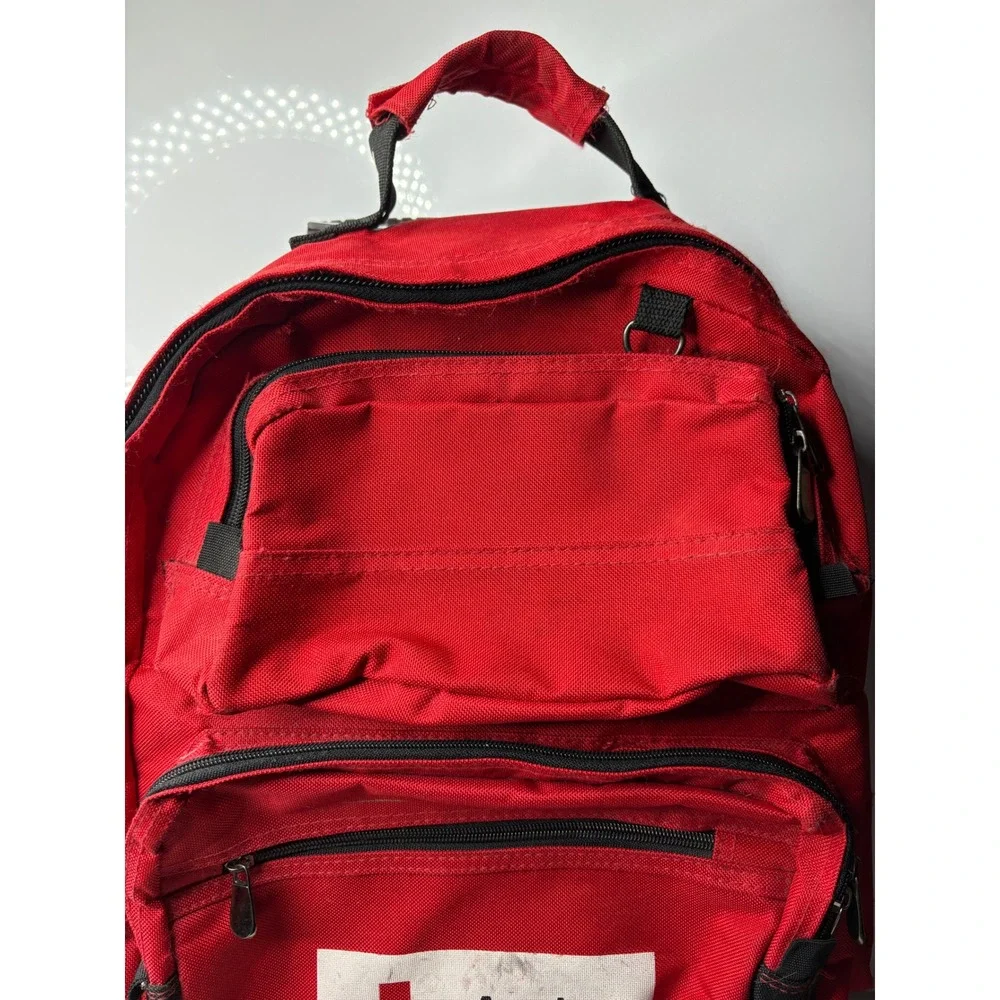 American Red Cross Rolling Backpack Red Canvas Emergency Utility Bag Wheels